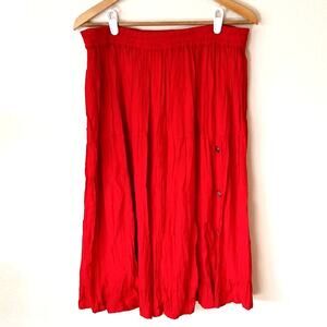 Rod's Western Wear Red Pleated Ruffle Skirt With Buttons